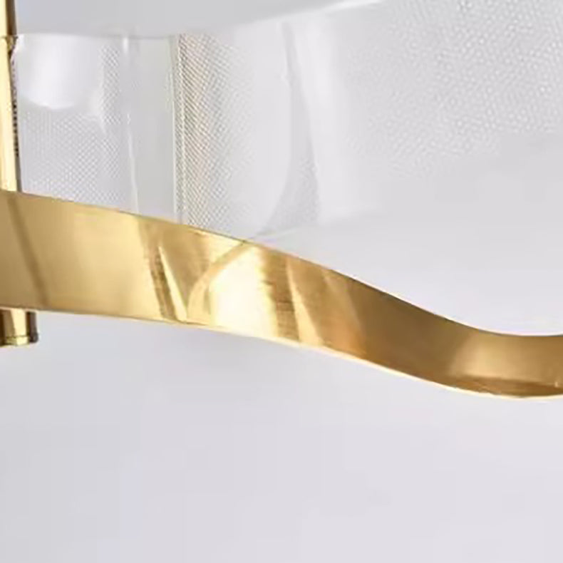 Lampe à suspension LED linéaire en ruban acrylique en forme de vague créative contemporaine pour salon 