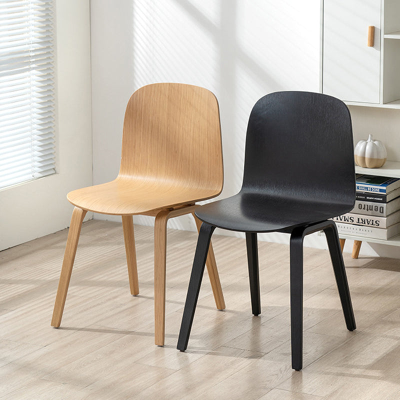 Chaise de salle à manger contemporaine nordique en bois massif avec dossier pour salle à manger 