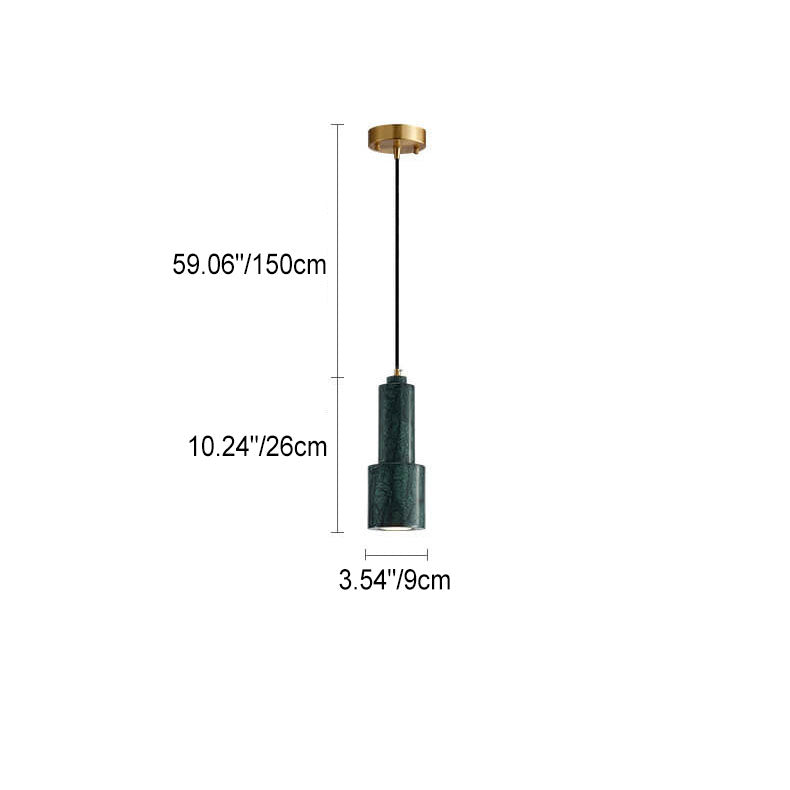 Nordic Light Luxus Messing Marmor Zylinder 1-Licht Pendelleuchte 