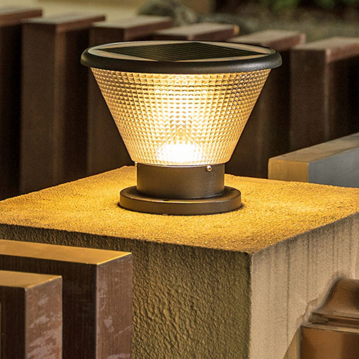 Moderne Einfachheit Solar Quadratisch Runde Aluminium Acryl LED Pfostenkopf Licht Für Garten 