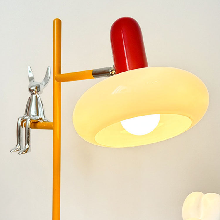 Lampe de table 1 lumière en verre rond créatif contemporain avec décor de lapin en fer pour chambre à coucher 
