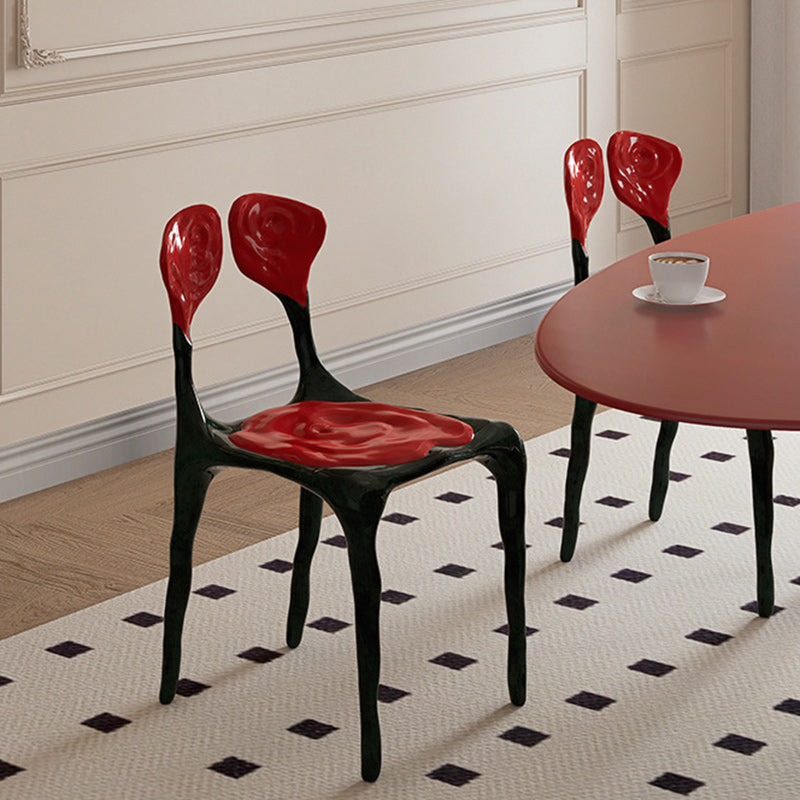 Moderner Art Deco Rose Square FRP Composite Esszimmerstuhl Rückenlehne ohne Armlehnen für Esszimmer 