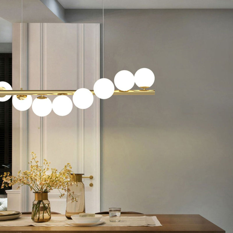 Contemporary Scandinavian Glass Magic Bean Long Strip 7/9/11 Light Island Light Chandelier For Dining Room
