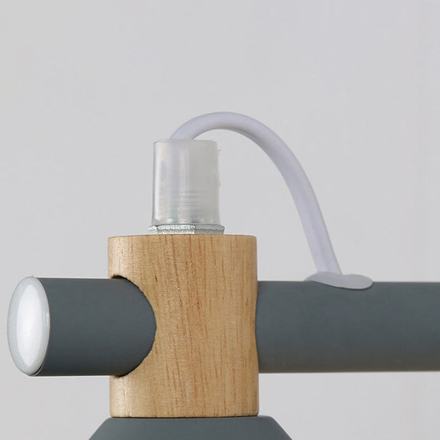 Nordic Macaron Iron Trumpet Shaped Wood 1-Light Wall Sconce Lamp