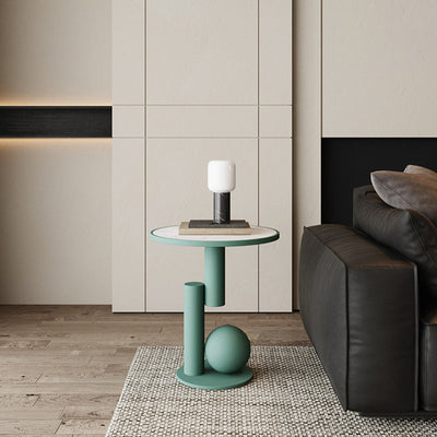 Table d'appoint cylindrique géométrique scandinave contemporain en pierre frittée pour salon 