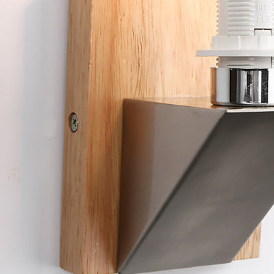 Moderne minimalistische Rechteck Holz Glas 1-Licht Wandleuchte Lampe für Schlafzimmer 
