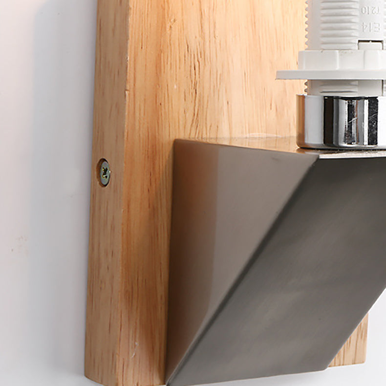 Moderne minimalistische Rechteck Holz Glas 1-Licht Wandleuchte Lampe für Schlafzimmer 