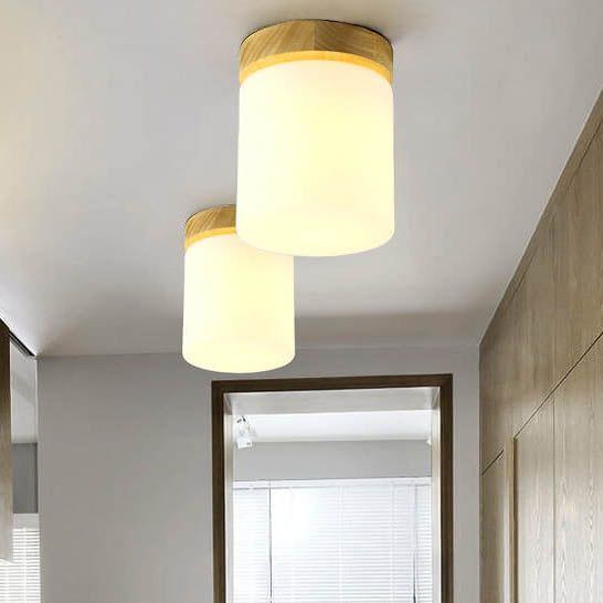 Luz de techo semiempotrada de 1 luz cuadrada circular de madera minimalista nórdica moderna 