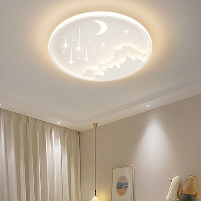 Modern Simplicity Iron Round Children LED Flush Mount Ceiling Light For Bedroom