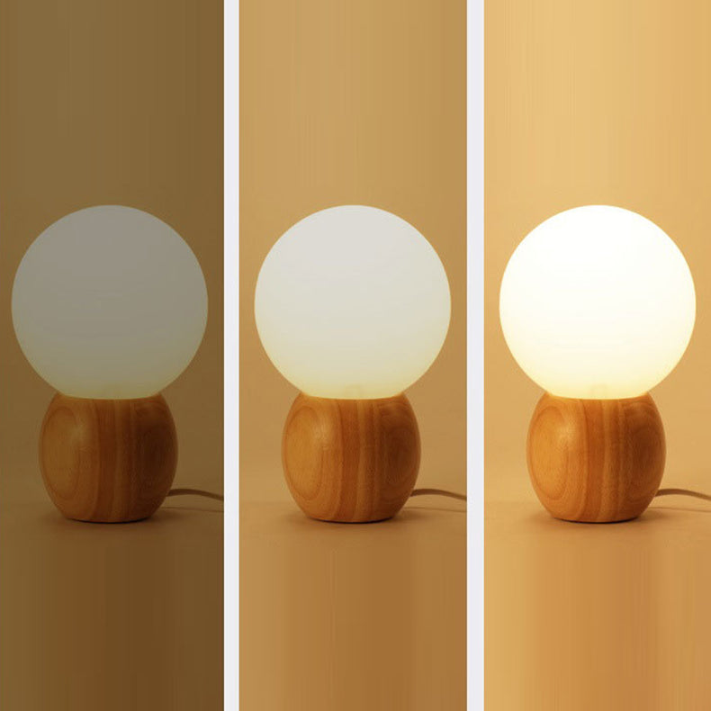 Lampe de table à 1 lumière avec base en bois et verre scandinave contemporain pour chambre 