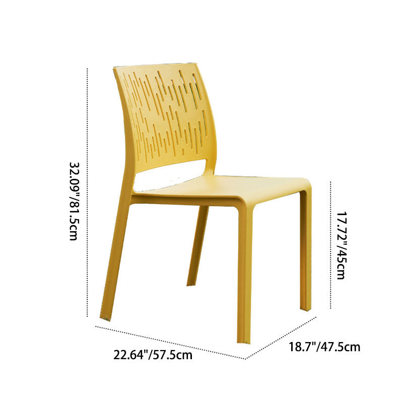 Silla Cuadrada de Plástico Minimalista Moderna con Cuatro Patas y Respaldo para Patio Exterior 