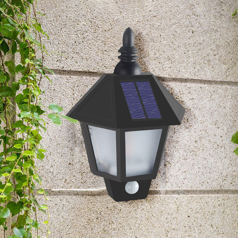 Modern Art Deco Solar Half Hexagonal ABS PC LED Wall Sconce Lamp For Outdoor Patio