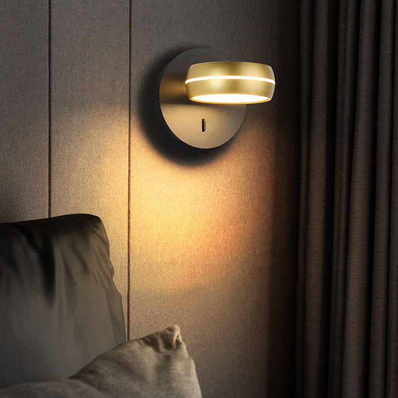 Lampe Applique Murale LED en Aluminium Fer PS Rectangle Rond Minimaliste Moderne pour Chambre 