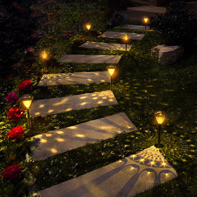Luz LED para Paisaje Exterior con Inserto de Suelo de Plástico en Forma de Cono Impermeable Solar 
