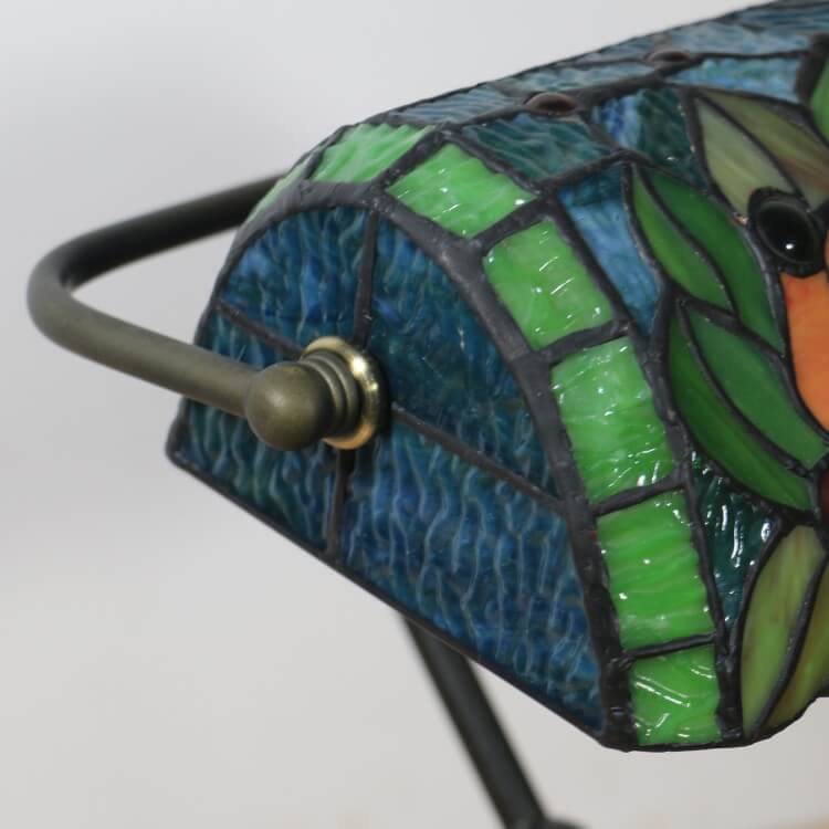 Traditional Tiffany Blooming Flowers Stained Glass 1-Light Bank Table Lamp for Living Room
