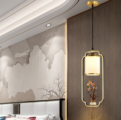Moderne Luxus Zinklegierung Emaille Zylindrische Schirm 1-Licht Pendelleuchte für Wohnzimmer 