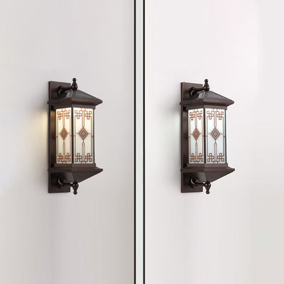 مصباح شمسي مقاوم للماء LED بنمط عقدة صينية مربعة من الألمنيوم الصيني التقليدي للمساحات الخارجية 