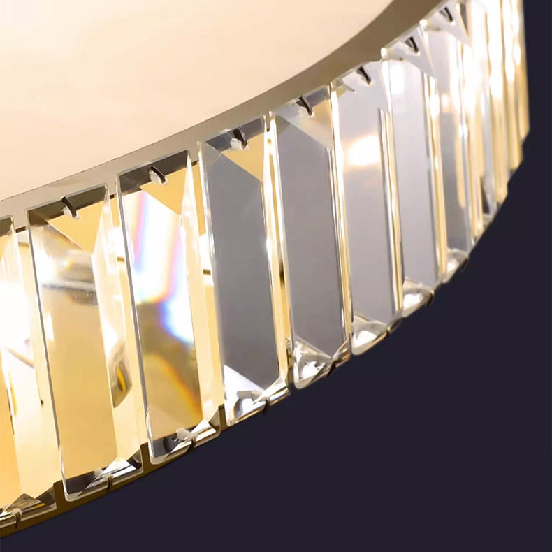 Plafonnier LED en acier inoxydable rond minimaliste moderne avec cristal pour salon 