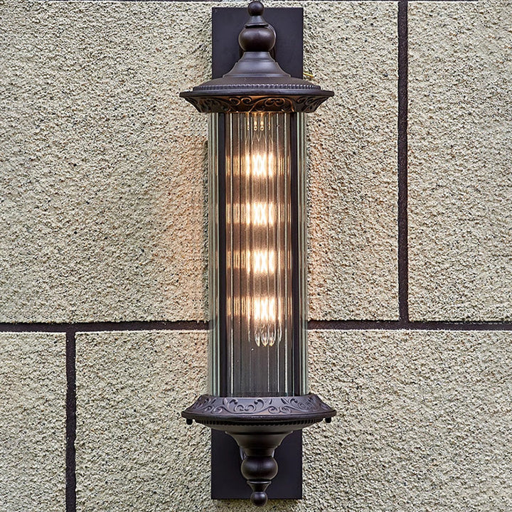 Lampe murale à un feu en cylindre de verre en aluminium étanche rétro contemporain pour jardin 