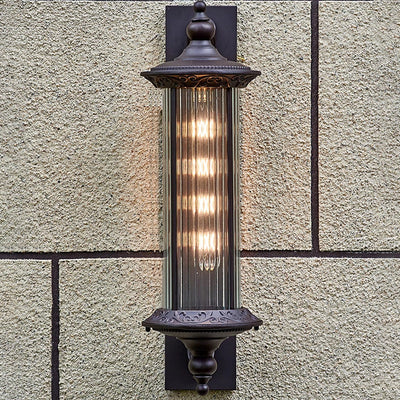 Lampe murale à un feu en cylindre de verre en aluminium étanche rétro contemporain pour jardin 