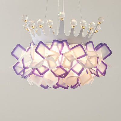Zeitgenössische kreative Hardware Crown Decor PVC Petal Shade LED Pendelleuchte für Wohnzimmer 