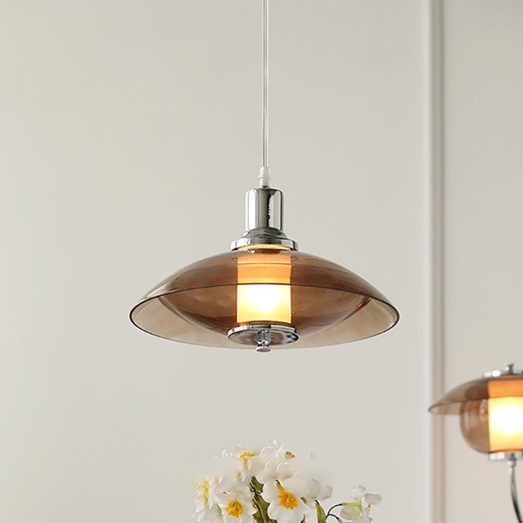 Zeitgenössische nordische bernsteinfarbene Glasscheibe aus Eisen mit 1 Licht für Wohnzimmer 