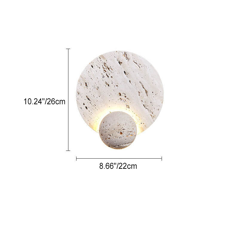 Moderne minimalistische Creme-Doppelscheibe aus weißem Travertin LED-Wandleuchte 