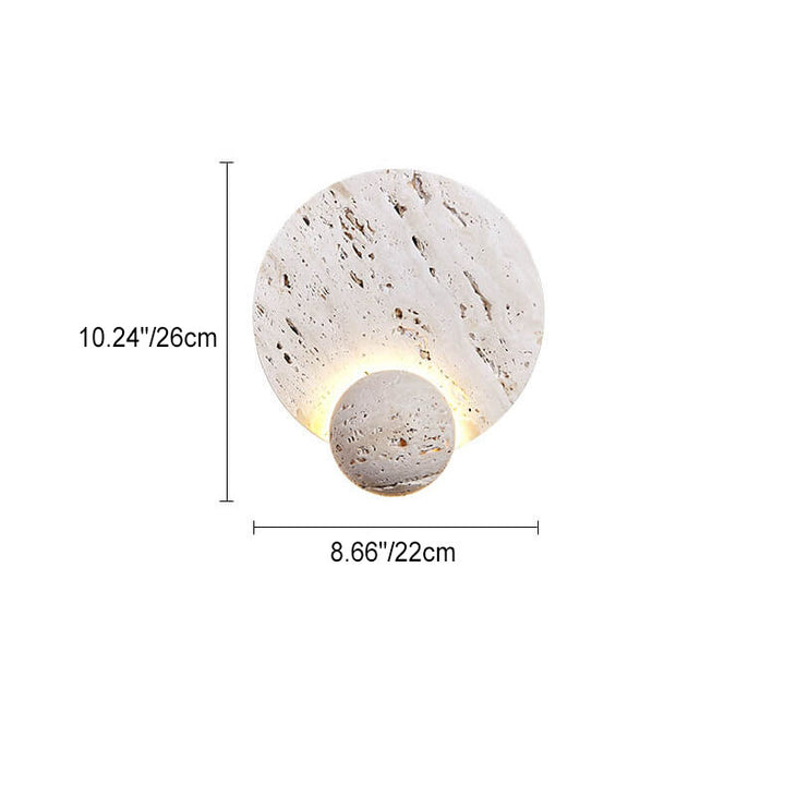 Moderne minimalistische Creme-Doppelscheibe aus weißem Travertin LED-Wandleuchte 
