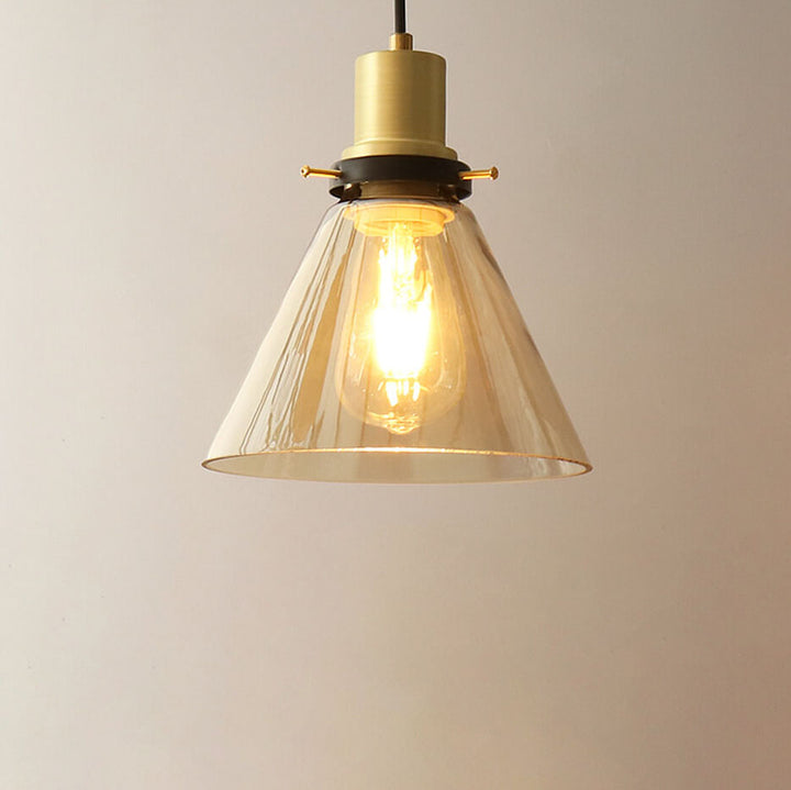 Vintage Minimalist Halbkreis-Kegel-Becher Eisen Glas 1-Licht Pendelleuchte 