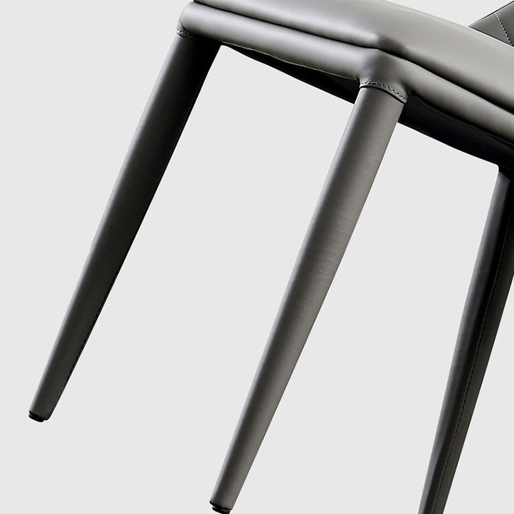 Contemporary Nordic Rectangular Arched Striped Cat Scratch Leather Carbon Steel Dining Chair Backrest Armless For Dining Room
