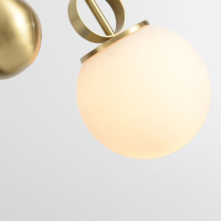 Combinación de orbe escandinavo contemporáneo de hierro curvado con vidrio, lámpara colgante de 1 luz para dormitorio 
