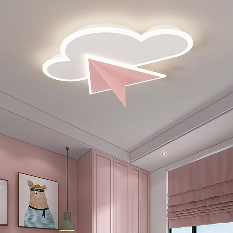 Moderne Art Deco Kinder Eisen Acryl Wolke Flugzeug LED Unterputz Deckenleuchte für Schlafzimmer 