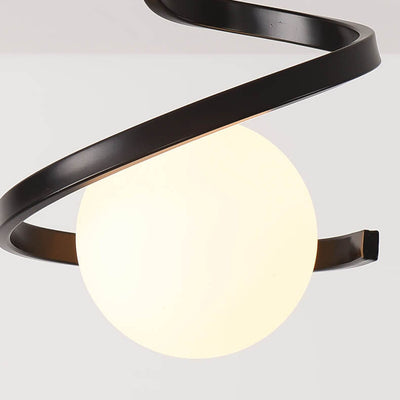 Modern Creative Minimalist Iron Glass Sphere 1-Light Semi-Flush Mount Ceiling Light