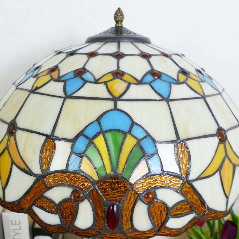 Traditional Tiffany Baroque Umbrella Resin Stained Glass 3-Light Table Lamp For Bedroom