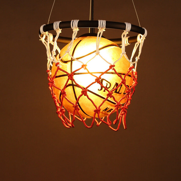 Moderne kreative Basketball Eisen Glas Mesh Seil 1-Licht Pendelleuchte 