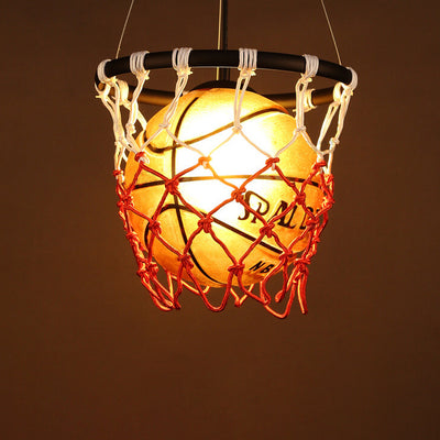 Moderne kreative Basketball Eisen Glas Mesh Seil 1-Licht Pendelleuchte 
