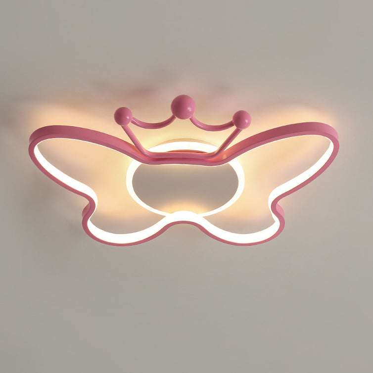 Zeitgenössische Nordic Kids Eisen Aluminium Silica Acryl Schmetterling LED Unterputz Deckenleuchte für Schlafzimmer 