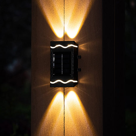 Traditionelle Bauernhaus wasserdichte Solar ABS PS Quader LED Wandleuchte Lampe für Garten 