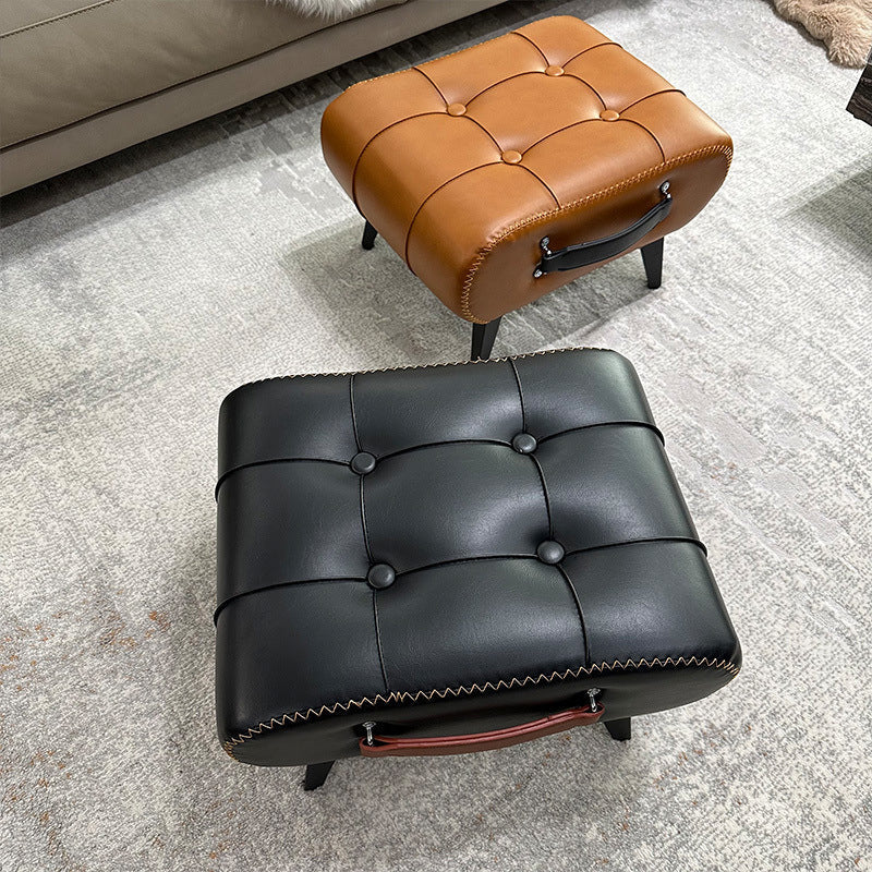 Tabouret de pied portable moderne en similicuir capitonné de luxe pour salon 