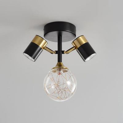Zeitgenössische nordische Hardware Glas Zylindrische Kugel 1/2/3-Licht Semi-Flush Deckenleuchte für den Eingangsbereich 