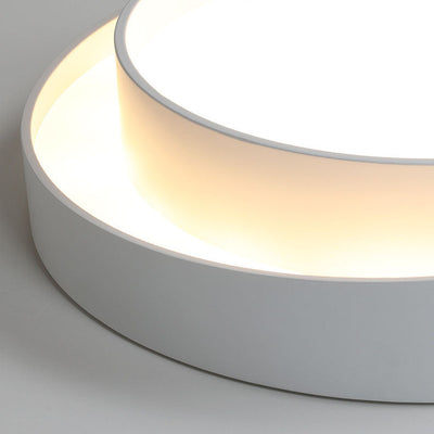 Simplicité Contemporaine Plafonnier LED en Fer à Deux Couches avec Abat-jour Rond pour Salon 