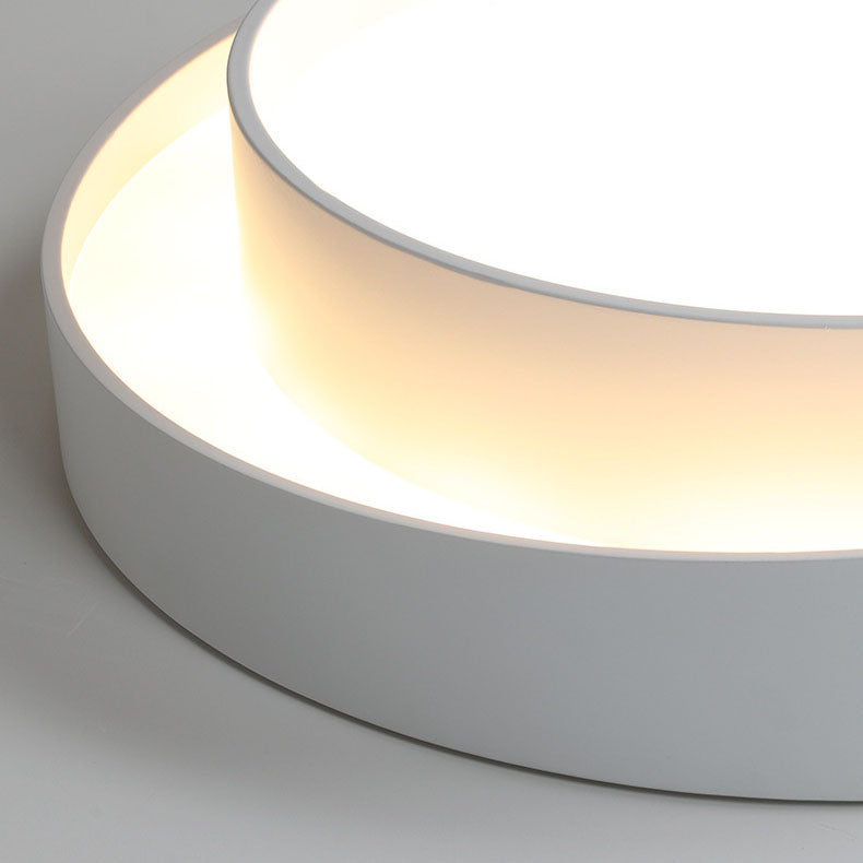 Simplicité Contemporaine Plafonnier LED en Fer à Deux Couches avec Abat-jour Rond pour Salon 