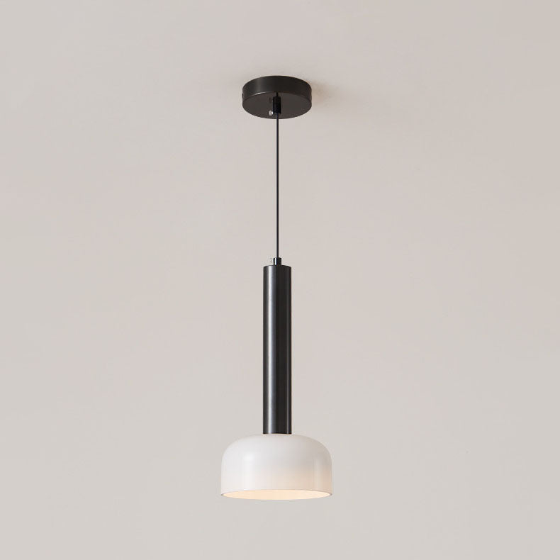 Moderne minimalistische Kupferrahmen-Glas-Pendelleuchte mit rundem Schirm für das Wohnzimmer 