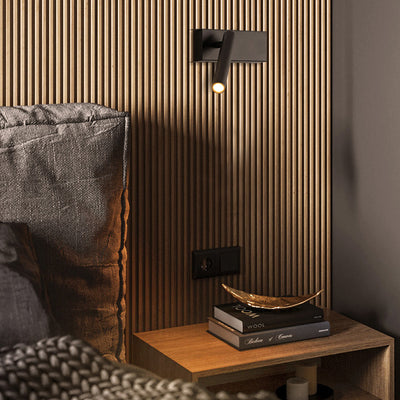 Lámpara Aplique de Pared LED de Cilindro de Ángulo Ajustable Rectangular Minimalista Moderna de Aluminio para Dormitorio 