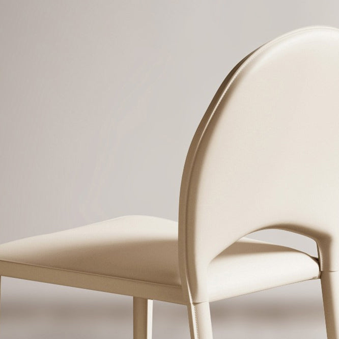 Modern Minimalist Saddle-Style Faux Leather Carbon Steel Sponge Square Elliptical Dining Chair Backrest For Dining Room