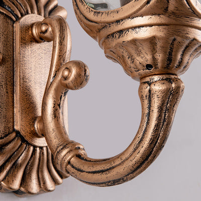 Lampe murale extérieure 1 lumière en verre et aluminium en forme de château étanche traditionnel européen pour jardin 