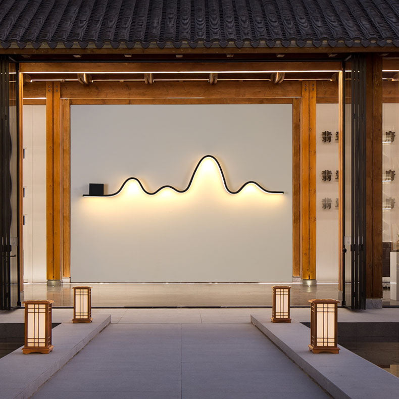Applique Murale LED en Bande Solaire Imperméable Minimaliste Moderne en Fer Aluminium Silice pour Patio Extérieur 
