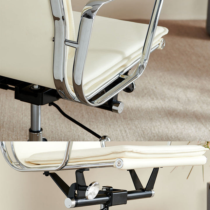 Chaise de bureau en aluminium avec dossier et accoudoirs en cuir artificiel carré rétro contemporain pour maison et bureau 