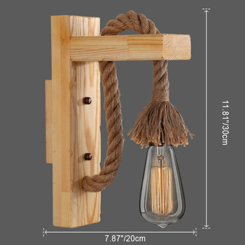 Traditionelle Vintage Holzbalken Eisenkäfig 1-Licht Wandleuchte Lampe für Wohnzimmer 