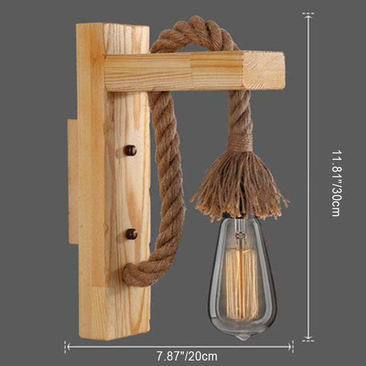 Traditionelle Vintage Holzbalken Eisenkäfig 1-Licht Wandleuchte Lampe für Wohnzimmer 